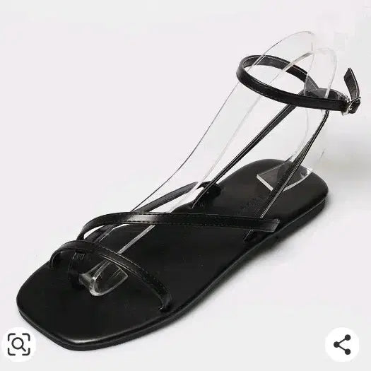 [BUNJANG] Women's Black Strappy Sandals (Size 230) / 무배 새상품 여성스트랩 샌들 블랙 230 굽1