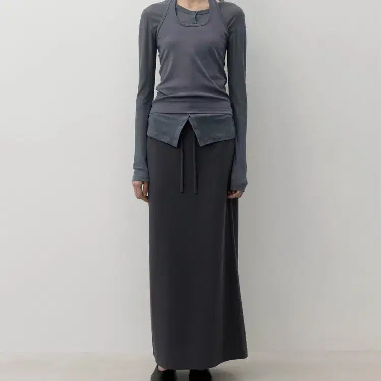 [BUNJANG] LFM Maxi Skirt Charcoal / LFM 엘에프엠 맥시 스커트 차콜 skirt