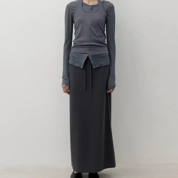 [BUNJANG] LFM Maxi Skirt Charcoal / LFM 엘에프엠 맥시 스커트 차콜 skirt
