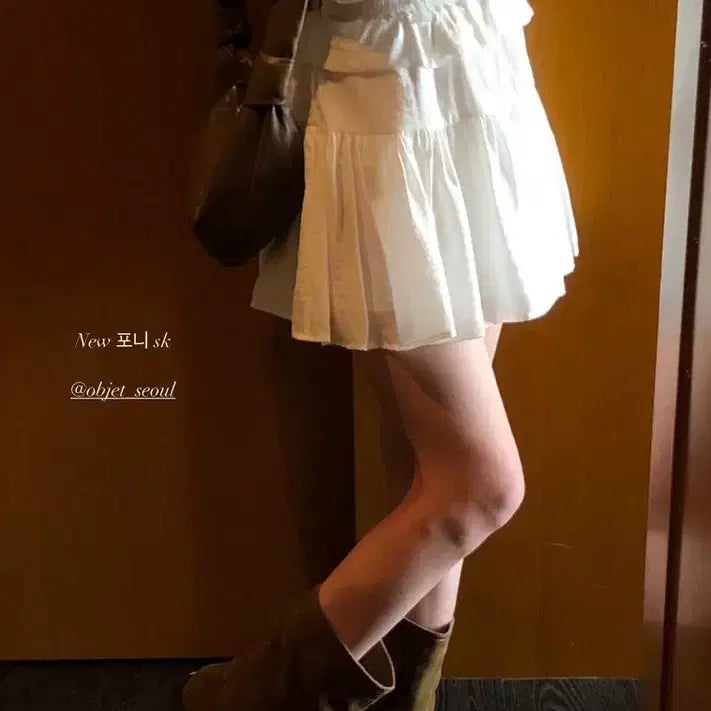 [BUNJANG] Objet Pony Belt A-Line Shirring Mini Skirt / objet 오브제 포니 벨트 스커트 밴딩 A라인 셔링 미니 치마