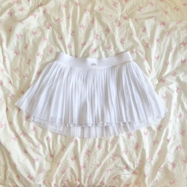 [BUNJANG] Alo Yoga Mesh Tennis Skirt - White / Alo 알로 요가 메쉬 테니스 스커트 화이트 쉬폰 플리츠 룰루레몬