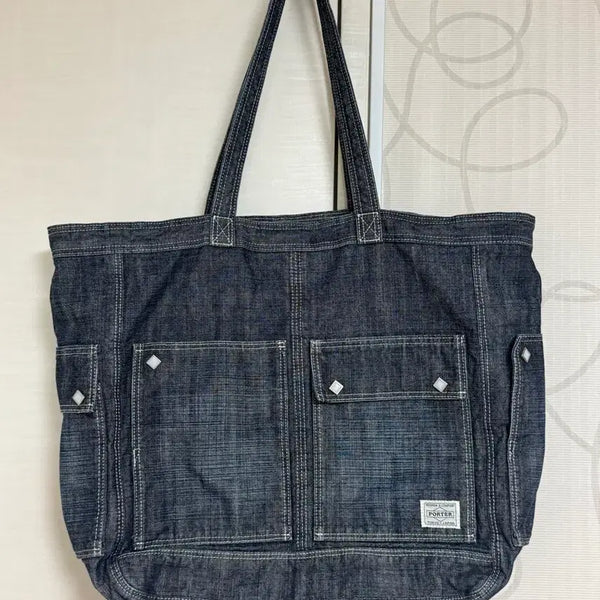 [BUNJANG] Yoshida Porter Denim Tote Bag Navy / 요시다포터 데님 토트백