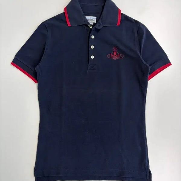 [BUNJANG] Vivienne Westwood Big Orb Logo Colorblock Pique Polo Shirt / [정품] 비비안웨스트우드 빅 ORB 로고 배색 피케 폴로 셔츠