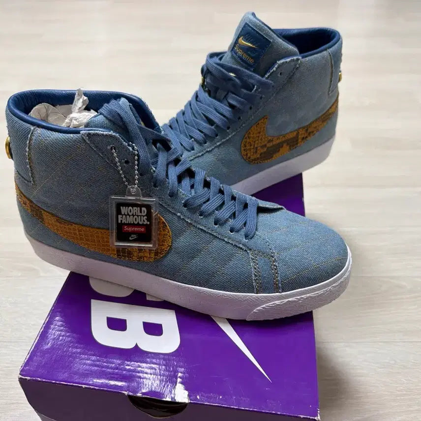 [BUNJANG] Supreme Zoom Blazer Denim Sneakers / [265] 슈프림 supreme 줌 블레이저 데님