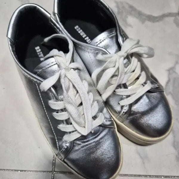 [BUNJANG] Platform Silver Sneakers (Size 225) / 플랫폼 실버 스니커즈 225