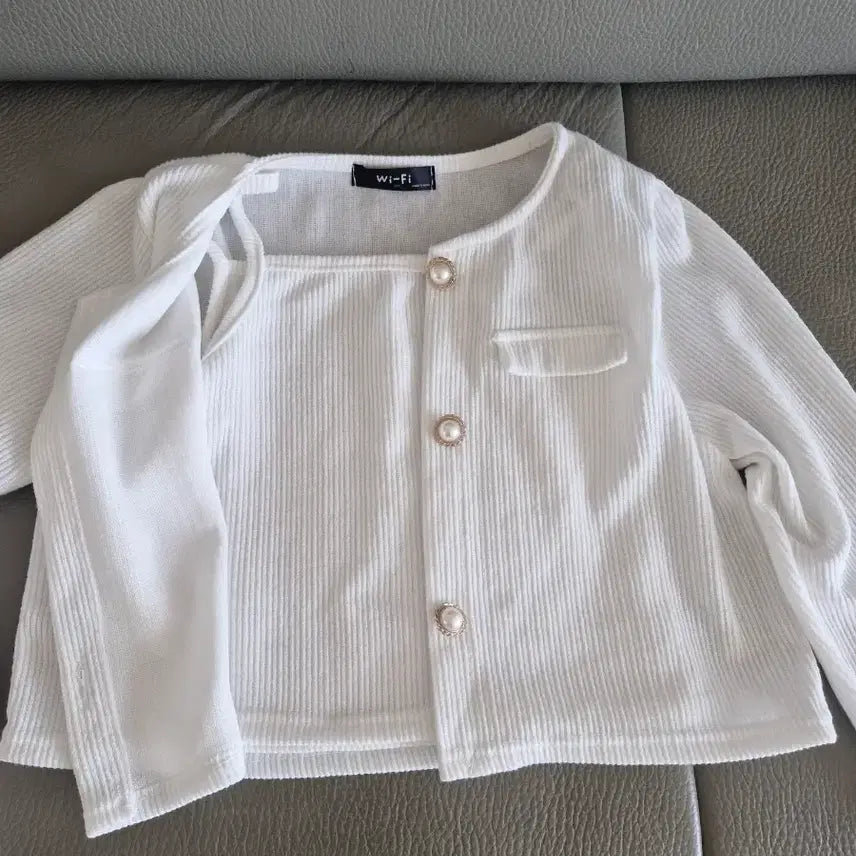 [BUNJANG] White Ribbed Cardigan + Camisole Set (S) / 화이트 골지 가디건 + 나시 세트 (S) (미착용)