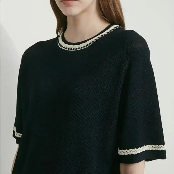 [BUNJANG] 2022 TIME Braid Line Knit Top / 2022 타임 브레이드 라인 니트 탑