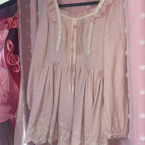 [BUNJANG] Lizlisa Pink Lace Frill Onepiece Dress / Lizlisa onepiece