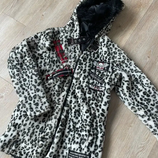 [BUNJANG] MADPUNK Nekomimi Leopard Pattern Hooded Jacket / 매드펑크 네코미미 자켓