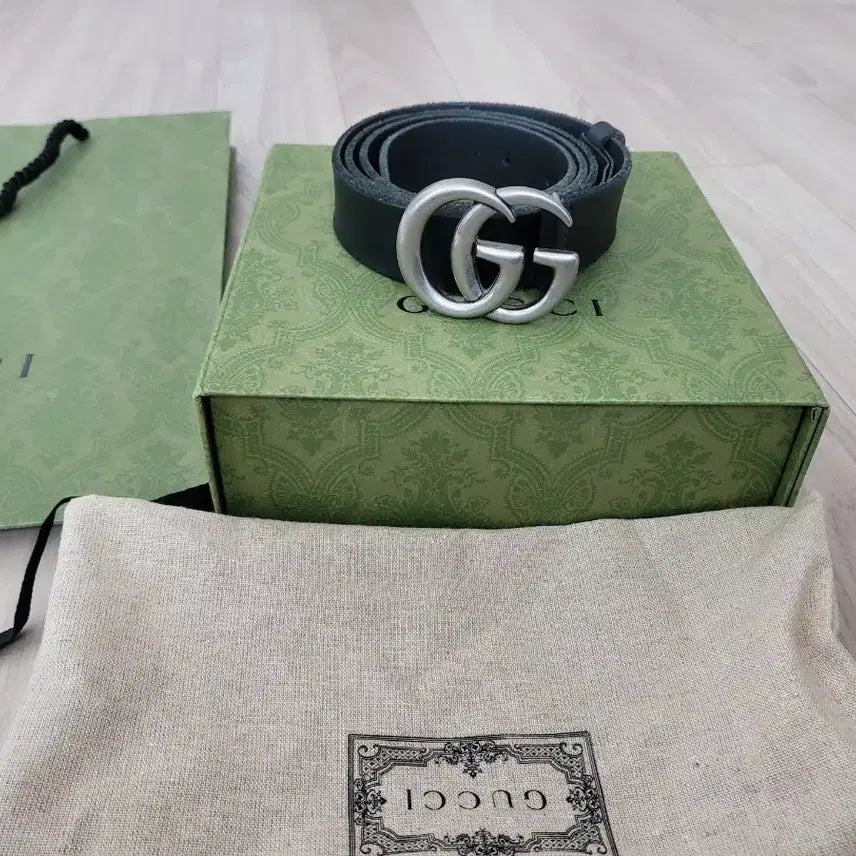 [BUNJANG] Gucci GG Marmont Belt Black Silver Buckle / 구찌 GG 마몽 벨트 블랙 실버 버클
