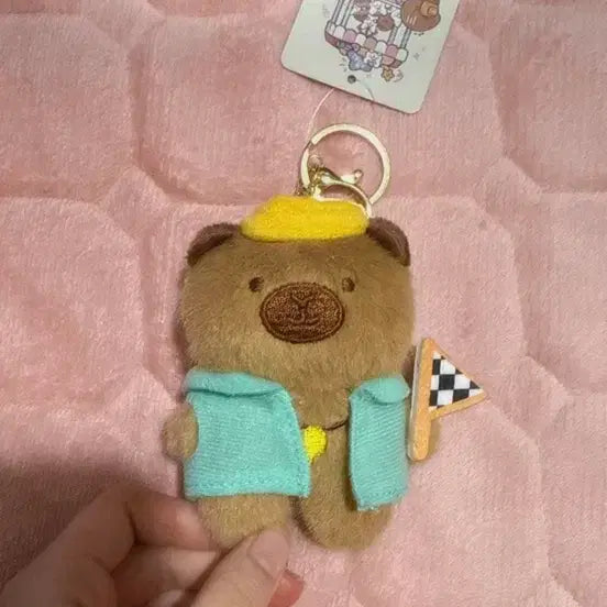 [BUNJANG] Cute Capybara Racing Bear Keyring / 귀여운 곰돌이 레이싱 키링 카피바라