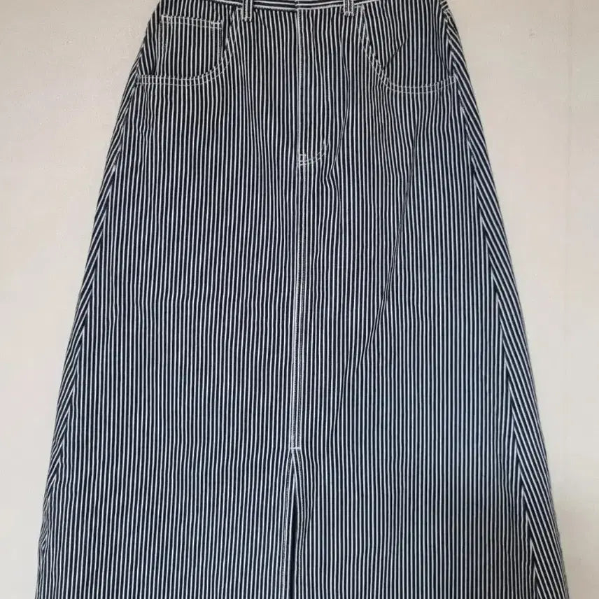 [BUNJANG] GU Hickory Cotton A-Line Long Skirt / GU 히코리 코튼 A라인 롱스커트