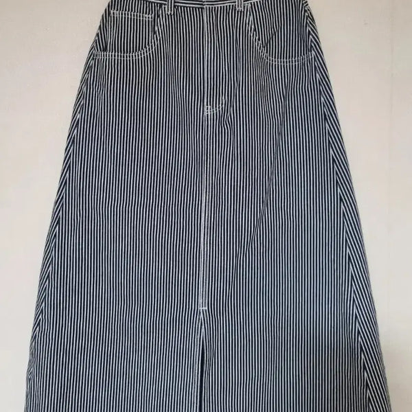 [BUNJANG] GU Hickory Cotton A-Line Long Skirt / GU 히코리 코튼 A라인 롱스커트