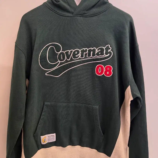 [BUNJANG] Covernat Color Block Hooded Sweatshirt / 커버낫 후드티 그린 베이지 배색