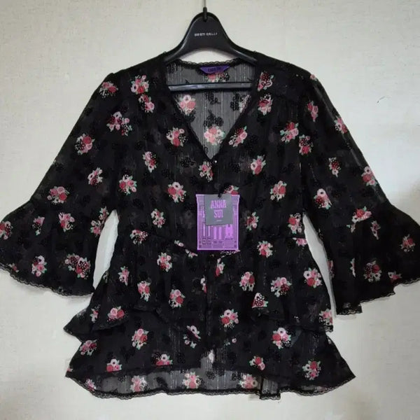 [BUNJANG] Anna Sui Floral Pattern Frill Blouse / (새옷 1+1)안나수이 플로럴 패턴 프릴 블라우스