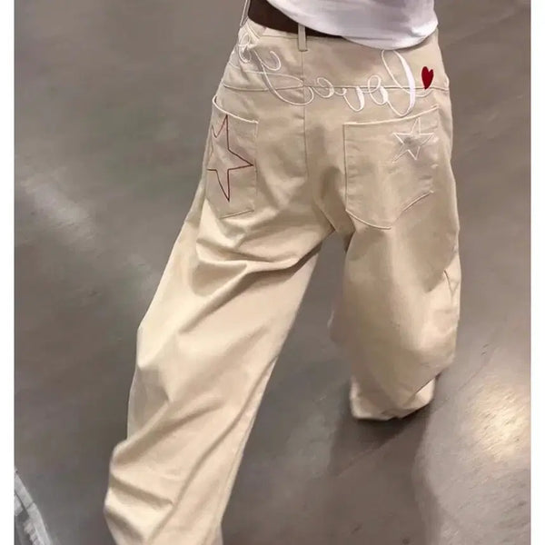 [BUNJANG] Embroidered Wide Pants / 자수와이드팬츠