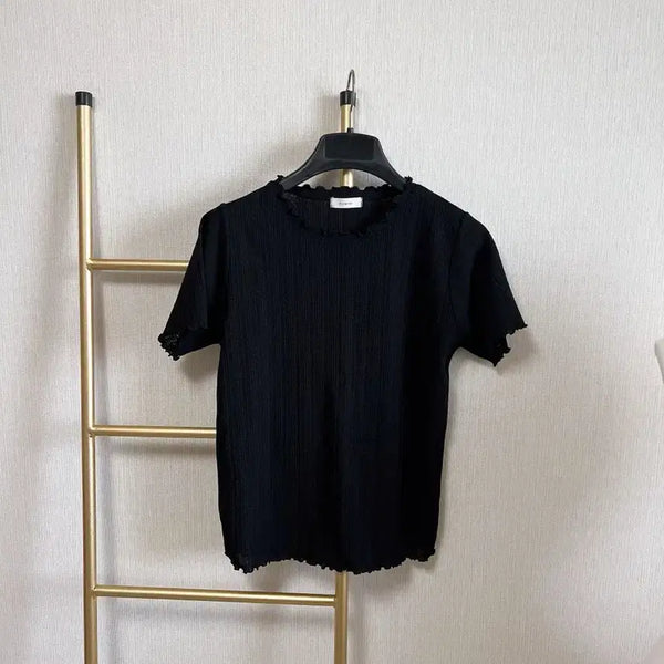 [BUNJANG] Black Wavy Trim Shirt / 26000 블랙 물결 테두리셔츠