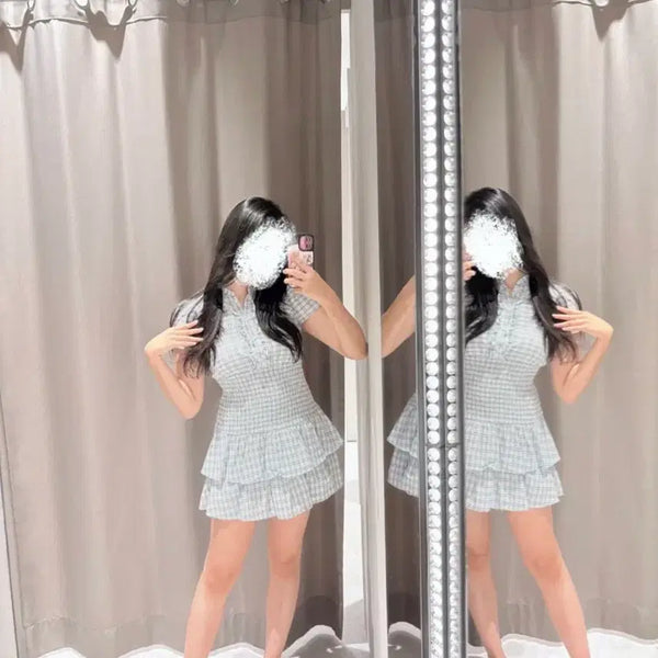 [BUNJANG] Zara Check Pattern Frill Mini Dress / 자라 체크 패턴 프릴 원피스