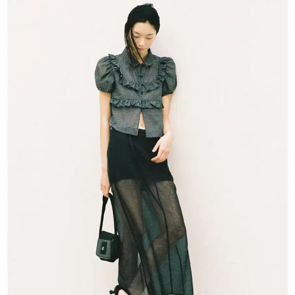 [BUNJANG] Ellude Sheer Layered Skirt Black Size 38 / 엘무드 시어레이어드스커트 블랙 38사이즈