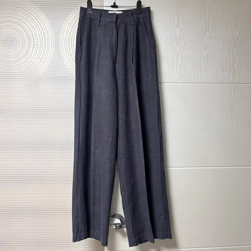[BUNJANG] Linen Wide Slacks Charcoal / 린넨 와이드 슬랙스 차콜
