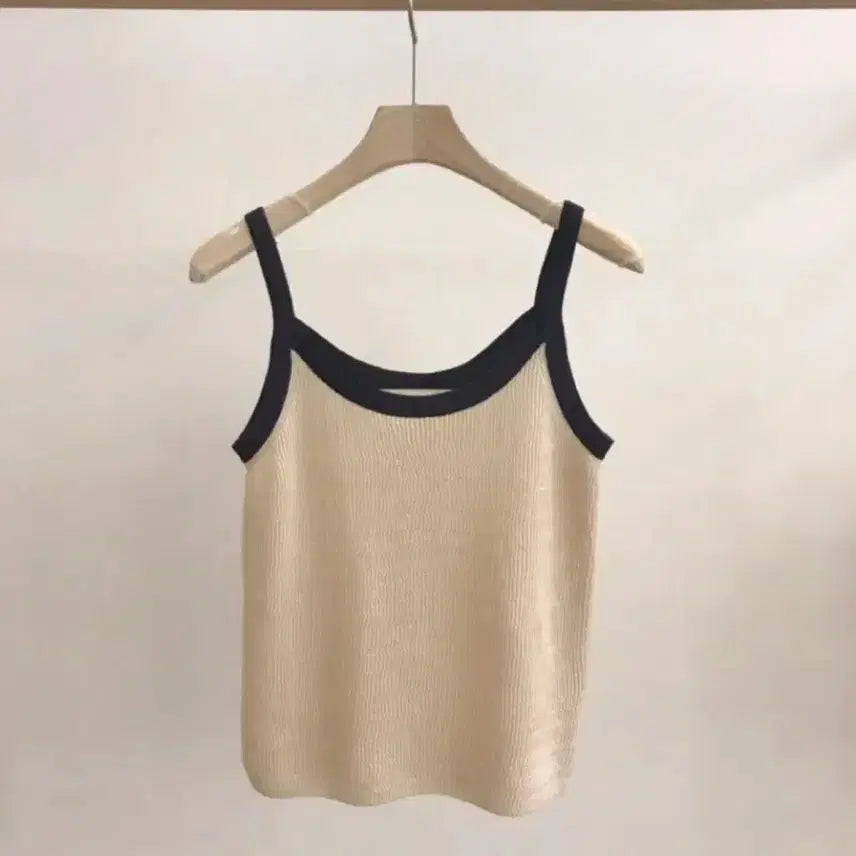 [BUNJANG] Minuet Ondine LaRum Parfait Vegetable Color Block Sleeveless Top / [새상품]베지터블 배색 나시 아이보리네이비(미뉴에트 온드민 라룸 파르뱅)