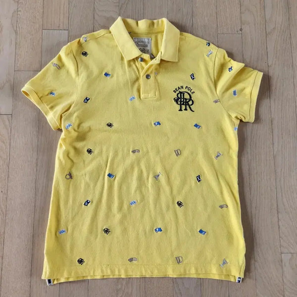 [BUNJANG] Beanpole Men's Big Logo Yellow Polo T-Shirt (Size 105) / 빈폴 남성 105사이즈 빅로고 옐로우 카라 반팔티