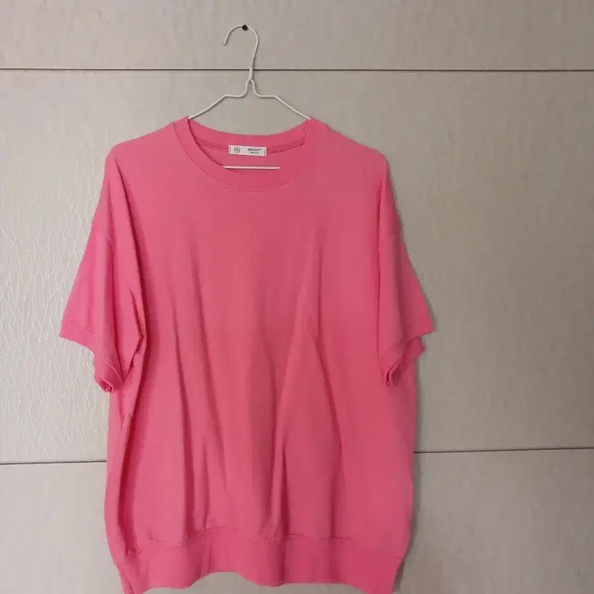 [BUNJANG] Pink Short-Sleeve Sweatshirt / [브랜드명 없음] 핑크색 반팔 맨투맨