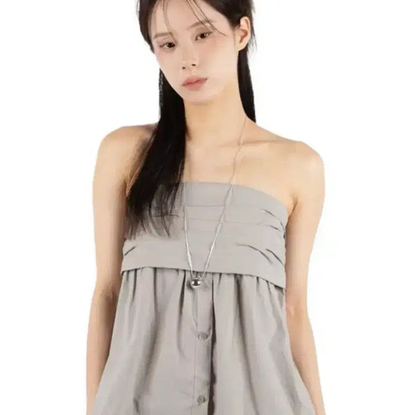 [BUNJANG] Litkeem Fade Shirring Top Grey / 릿킴 FADE SHIRRING TOP 그레이 (탑나시 오프숄더 블라우스)
