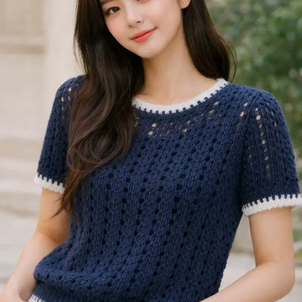 [BUNJANG] GROVE Brody Crochet Short Sleeve Knit / 새상품 그로브스토어 GROVE 브로디 크로쉐 반팔 니트 90