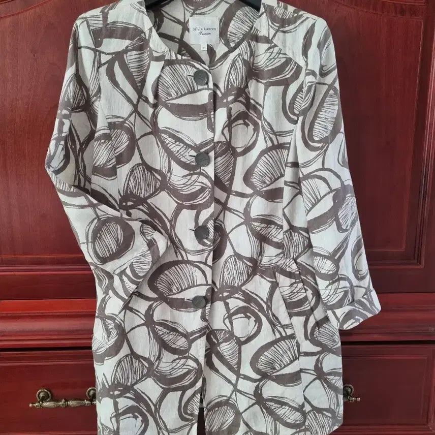 [BUNJANG] Olivia Lauren Pattern Blouse Jacket Shirt / 올리비아 로렌 패턴 블라우스 자켓 셔츠