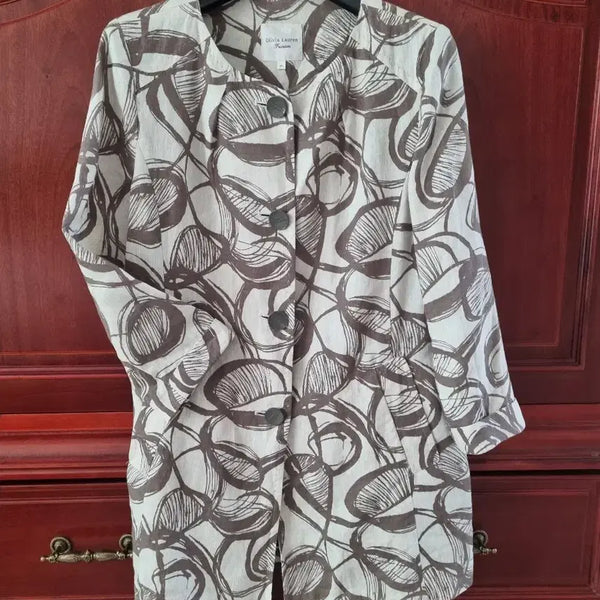 [BUNJANG] Olivia Lauren Pattern Blouse Jacket Shirt / 올리비아 로렌 패턴 블라우스 자켓 셔츠