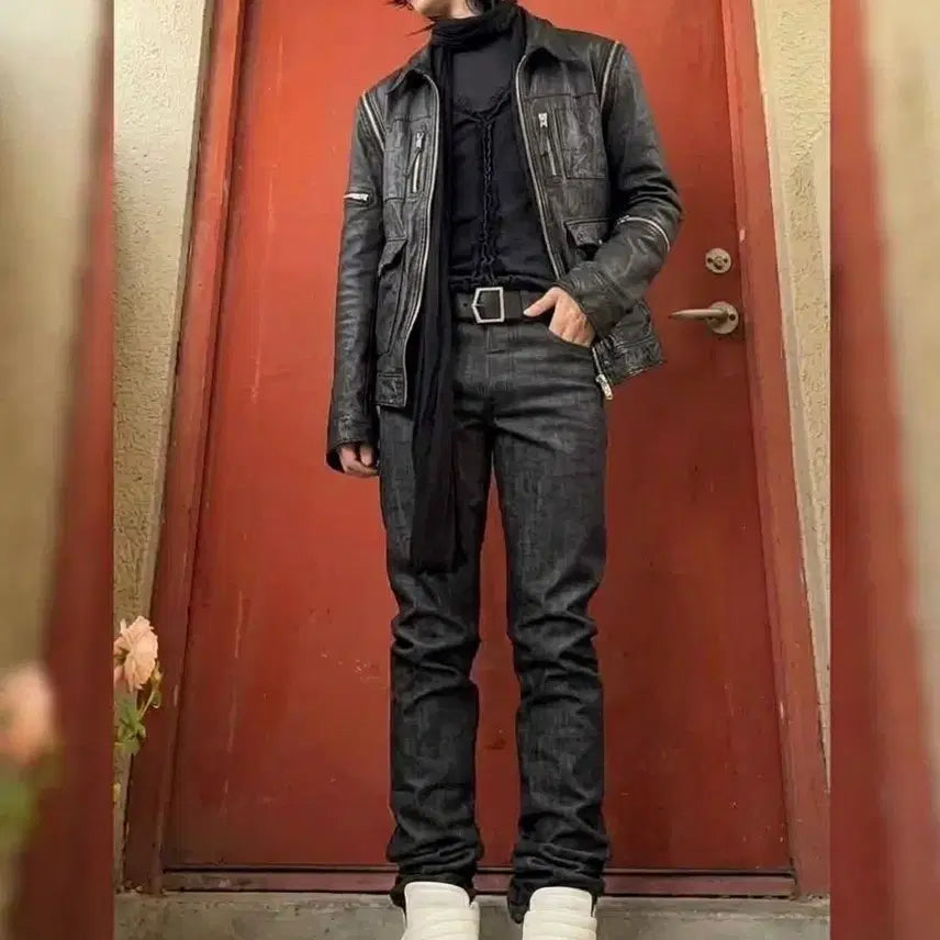 [BUNJANG] LISM Lambskin Leather Jacket Black L / LISM 소매 분리되는 램스킨 레더자켓