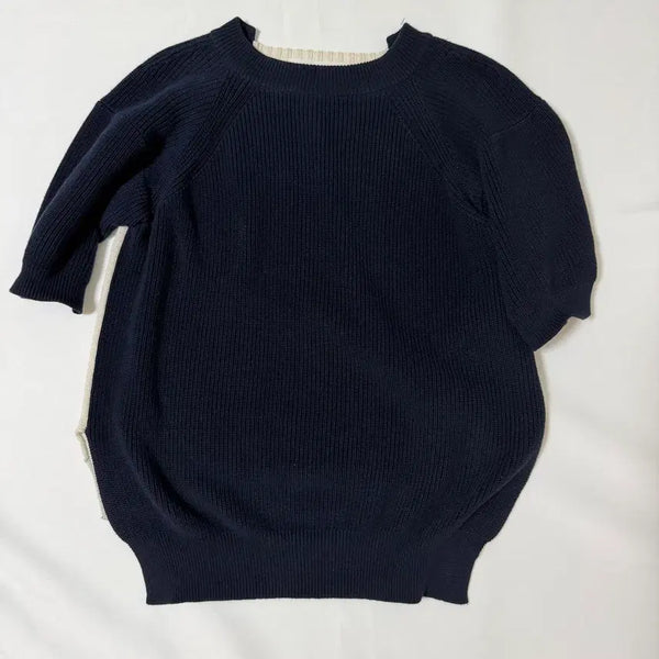 [BUNJANG] Sacai Colorblock Ribbed Knit Short Sleeve Top Size 2 / 사카이(Sacai) 럭 백 배색 반팔 골지 니트(2사이즈)