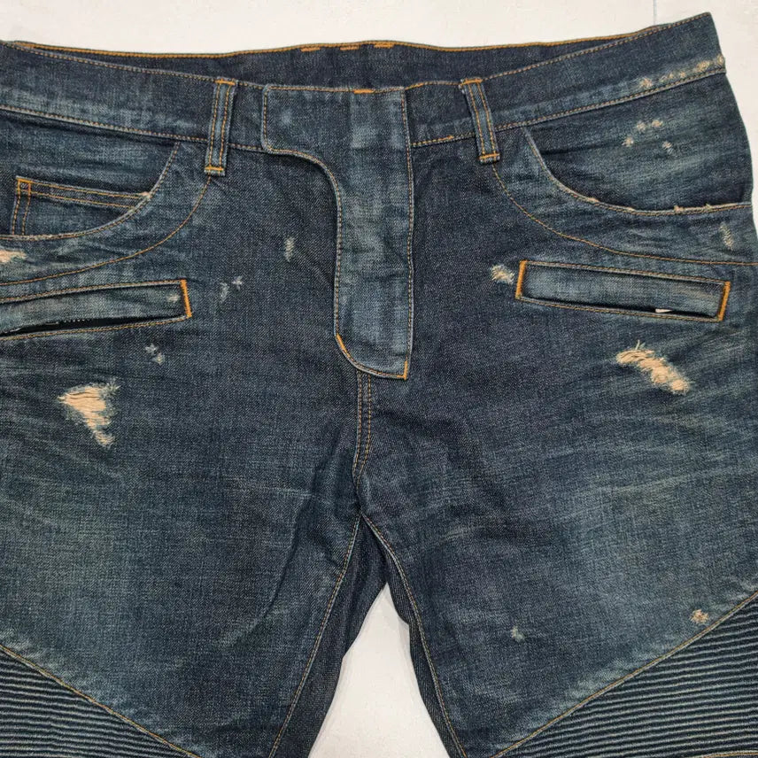 [BUNJANG] Balmain Distressed Washing Biker Jeans (Size 34) / 발망 워싱 디스 바이커진 34사이즈