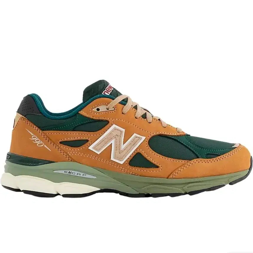 [BUNJANG] New Balance 990v3 Made in USA Tan Green Sneakers / 뉴발란스 990v3 메이드 인 USA 탄 그린 255mm