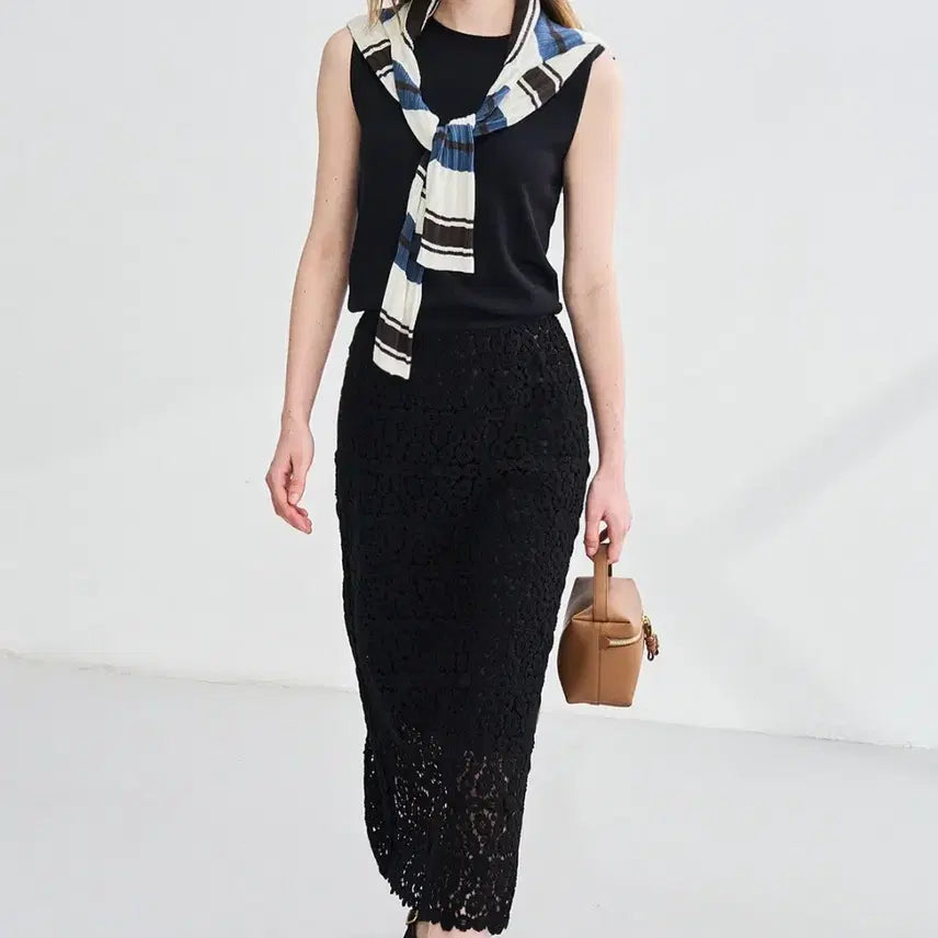 [BUNJANG] LATT BY T 2025 Flower Crochet Lace Long Skirt / 한섬 래트 2025 플라워 크로셰 레이스 롱 스커트 67-98사이즈