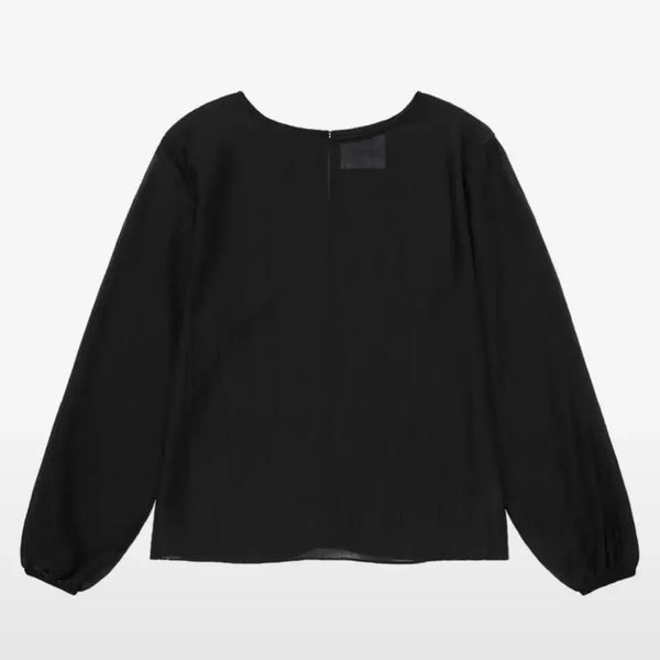 [BUNJANG] Black See-through Canvas Blouse / 캔버스 시스루 블라우스