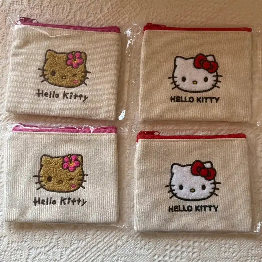 [BUNJANG] Hello Kitty Tanning Kitty Embroidered Patch Pouch / 헬로키티 태닝키티 자수패치 파우치