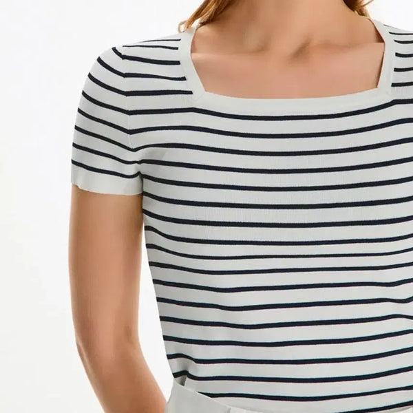 [BUNJANG] Sistina Stripe Square Neck Knit / 시스티나 스트라이프 스퀘어넥 니트 55