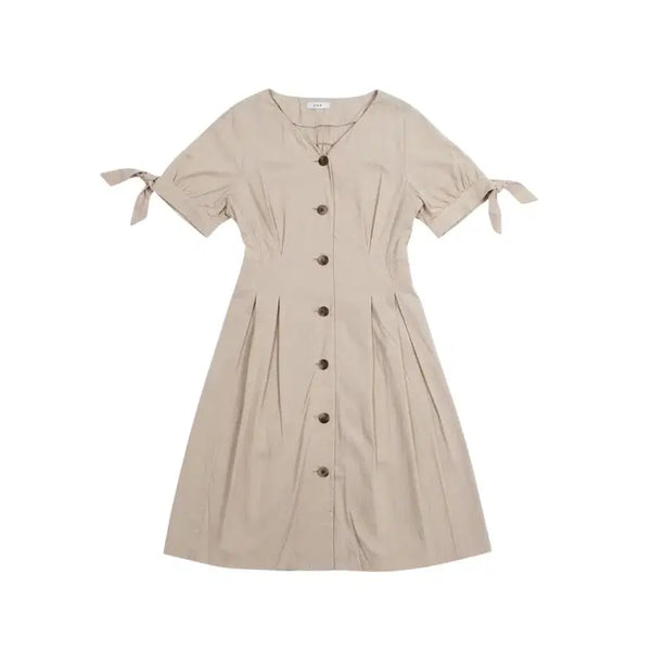 [BUNJANG] V-Neck Button Short Sleeve Dress / 여성55/ 리스트 v넥 버튼 반팔 원피스 bg 37-12