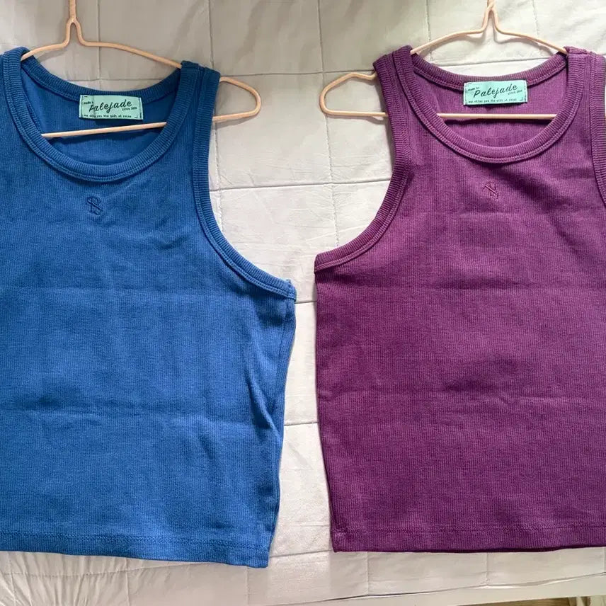 [BUNJANG] Pale Jade Sleeveless Top Set (Blue, Purple) / 페일제이드 나시 (일괄|블루,퍼플)