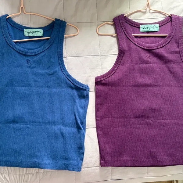 [BUNJANG] Pale Jade Sleeveless Top Set (Blue, Purple) / 페일제이드 나시 (일괄|블루,퍼플)