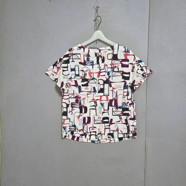 [BUNJANG] SJSJ Patterned Blouse Size 44 / SJSJ 무늬멋스런 블라우스 44  n6403