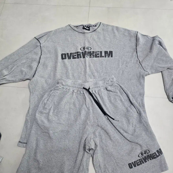[BUNJANG] Absorbed Crewneck Sweatshirt and Shorts Set (L) / 압도 맨투맨 반바지 세트 L