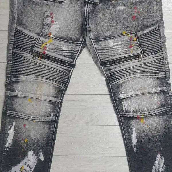[BUNJANG] Balmain Style Biker Jeans (4-Way Stretch) Size 30-31 / 발망스타일(사방스판) 바이커진 30~31인치(No.325)드라이완료!