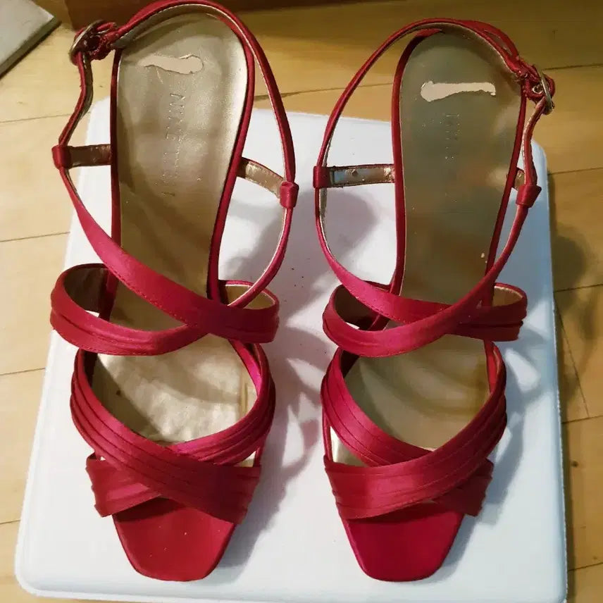 [BUNJANG] Nine West Magenta Silk High Heel Sandals (240-245) / 나인웨스트 핑크 공단 하이힐 샌들 240~245