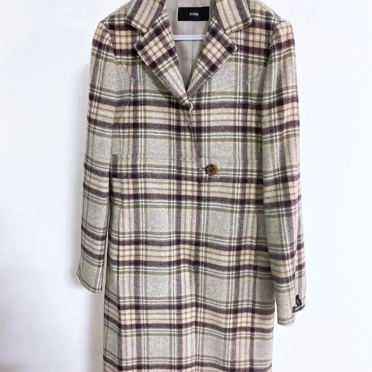 [BUNJANG] System Women's Handmade Long Check Wool Coat (Size 85) / 몽빈티지(85)시스템여자핸드메이드롱체크울코트
