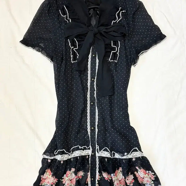 [BUNJANG] Axis Farm Dot Floral Dress / 엑시즈팜 도트 플로럴 원피스 로걀 히메갸루 모리걸 페어리