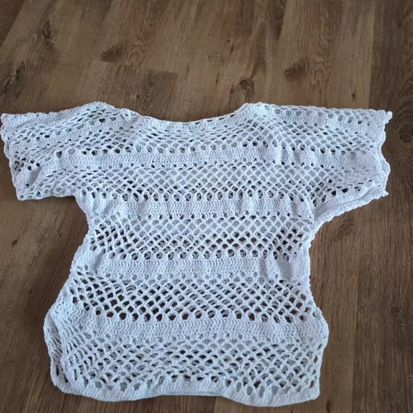 [BUNJANG] White Crochet Knit Sweater / 화이트 크로셰 니트