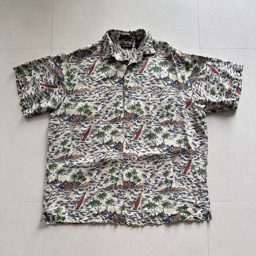 [BUNJANG] GANT 90s Vintage Linen Rayon Aloha Shirt L / 간트 GANT 90s 빈티지 린넨 레이온 알로하 셔츠 L
